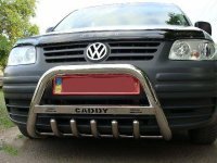 Кенгурятник низкий с грилем на Volkswagen Caddy 2004-2010 (без надписи)