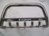 Кенгурятник низкий с грилем на Volkswagen Caddy 2004-2010 (без надписи)