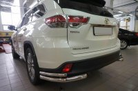 Защита заднего бампера уголки двойные Toyota Highlander 2014-2019