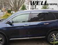 Дефлекторы окон ветровики для Honda Pilot 2015+ с хром молдингом