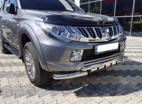 Защита переднего бампера с грилем Mitsubishi L200 2016-2019 модель Graunder