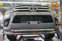 Защита переднего бампера Toyota Hilux 2015+ Can Otomotiv двойная